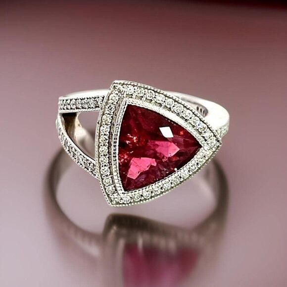 Natural Tourmaline Diamond Ring 7 14k W Gold 4.38 TCW Certified $4,950 310649 - Picture 13 of 15